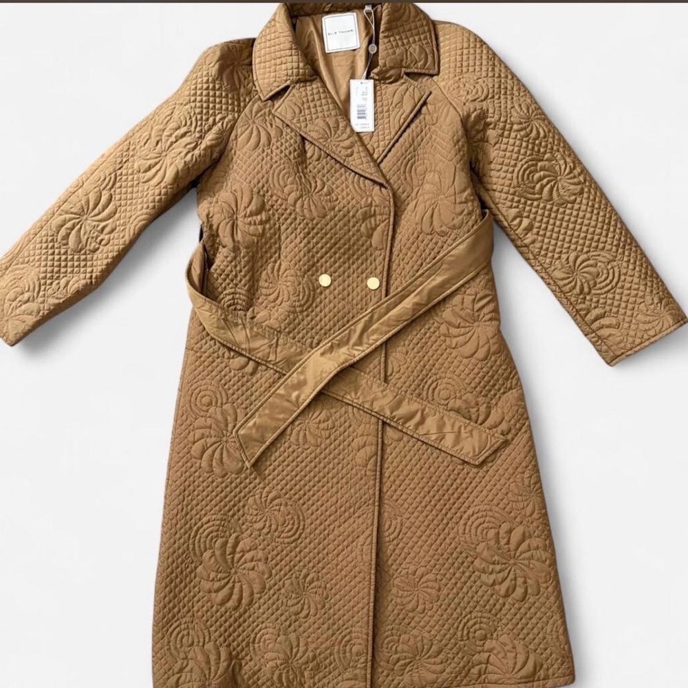 Elie Tahari Women's Quilted Floral-Stitch Coat - Picture 2 of 7